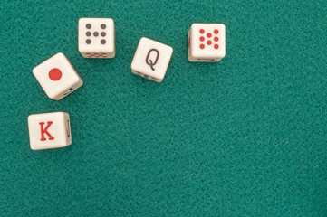 poker dice in a game of chance