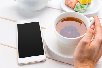 tea on the wooden table