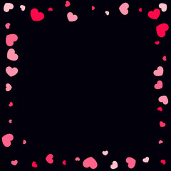 Pink Red Hearts Confetti Falling Background. Valentine's Day Pattern. 