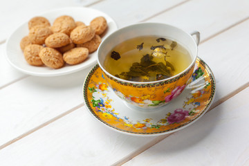 tea on the wooden table