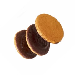 Chocolate cookies isolated on white background