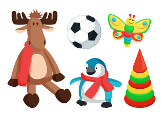 Playthings for Kids from Santa Vector Illustration