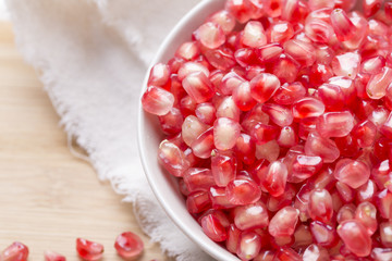 Bowl of Pomegranate Seeds. Closeup