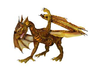 3D Rendering Fantasy Dragon on White