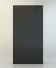 Blank black box in white light studio. 3d rendering.