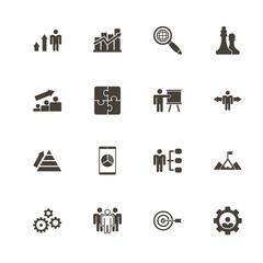 Strategy icons. Perfect black pictogram on white background. Flat simple vector icon.