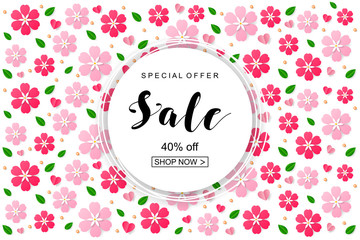 Sale poster, banner, flyer design for St. Valentine's Day. Happy Valentine's Day celebration. Saint Valentine's day concept.