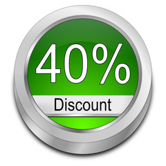 40% Discount button - 3D illustration