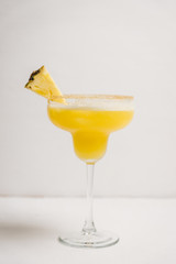 Cold pineapple Margarita cocktail. Selective focus.