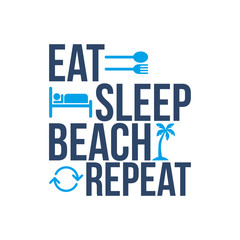 eat sleep beach repeat icon sign