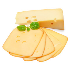 swiss cheese or cheddar on white background