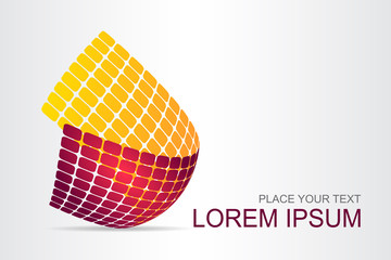 Logo stylized spherical surface with abstract shapes