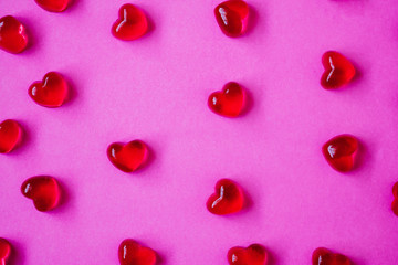Valentines day background with heart shape candy