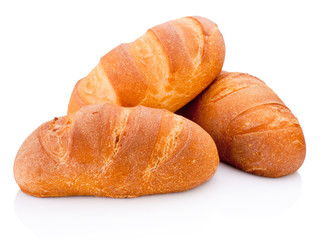 Three loaf of bread isolated on white background