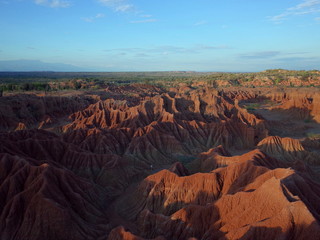 The Martian landscape of Cuzco, the Red Desert, part of Colombia's Tatacoa Desert. The area is an ancient dried forest and popular tourist destination.