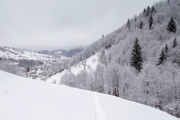 Fototapeta na wymiar Winter landscape in Transylvania, Romania