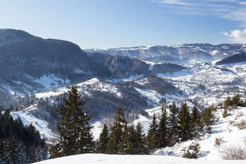 Winter landscape in Transylvania, Romania