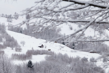 Winter landscape in Transylvania, Romania