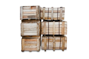 Wood Pallets - crates for transportation  - Strong cargo security     isolated - white background  - copy space 
