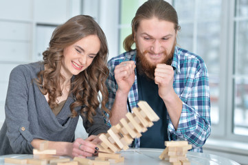 family with wooden blocks