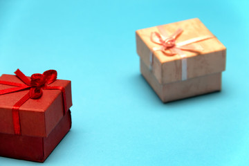 gift boxes on the day of the holy valentine, on a blue background