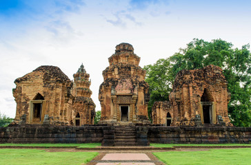 Fototapeta na wymiar Prasat Sikhoraphum, an ancient Khmer-style Hindu temple in Surin Province, Thailand, which is built in the 12th century.