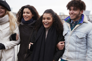 Group Of Young Friends Visiting London In Winter