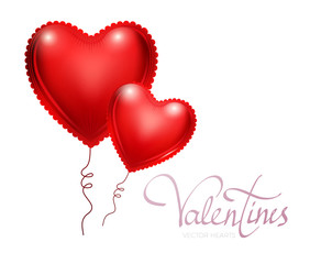 Happy Valentine's Day Background with Heart Balloons. Vector illustration