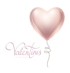 Pearl Heart Balloon. Happy Valentine's Day. Vector illustration