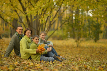 Fototapeta premium family in autumn forest
