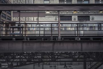 Subway train standing still waiting for passengers