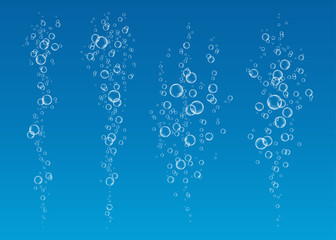  Underwater fizzing air bubbles  stream on blue   background.