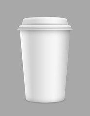 Vector realistic 3d blank paper take away cup isolated on grey background