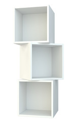 White box shelves. 3d rendering on isolated white background.