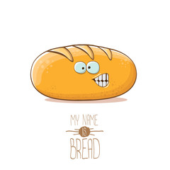 vector funky cartoon cute white loaf of bread character isolated on white background. My name is bread concept illustration. funky food bakery character