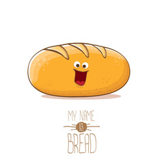 vector funky cartoon cute white loaf of bread character isolated on white background. My name is bread concept illustration. funky food bakery character