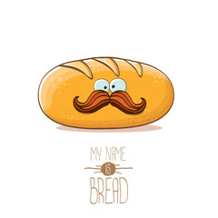 vector funky cartoon cute white loaf of bread character isolated on white background. My name is bread concept illustration. funky food bakery character