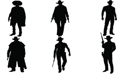 Set of Western silhouette