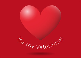 Red San Valentine's heart on red background with the text "Be my Valentine!"