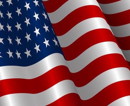 Vector illustration of United States of America  realistic flag.