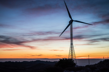 Sunset wind turbine