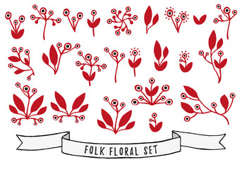 Folk Floral Set - obrazy, fototapety, plakaty