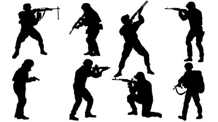 Set of Soldier silhouette