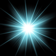 Shining star on transparent background, aqua color