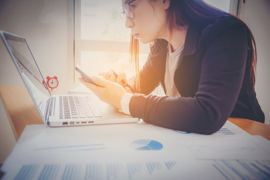 Businessman analyzing financial performance.