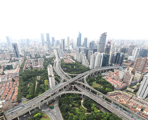 Aerial View of elevated highway and overpass in Modern City