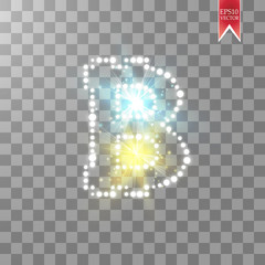 Bitcoin. Digital money. Concept design of cryptocurrency. Sign bitcoin on transparent background with particles energy. Vector illustration.