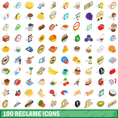 100 reclame icons set, isometric 3d style