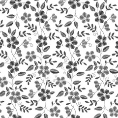 Floral Embroidery seamless pattern with isolated flowers for you