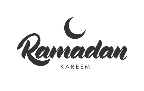 Vector illustration: Handwritten lettering of Ramadan Kareem.